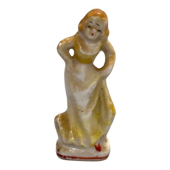 Vintage Ceramic Figurines Occupied Japan Miniature 2" Woman Victorian Antique - Picture 2 of 10